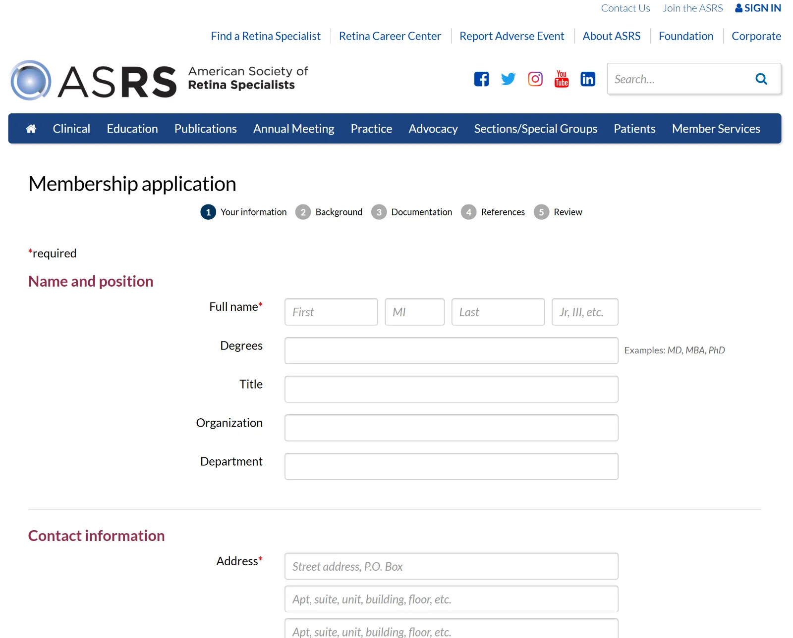 Member application form