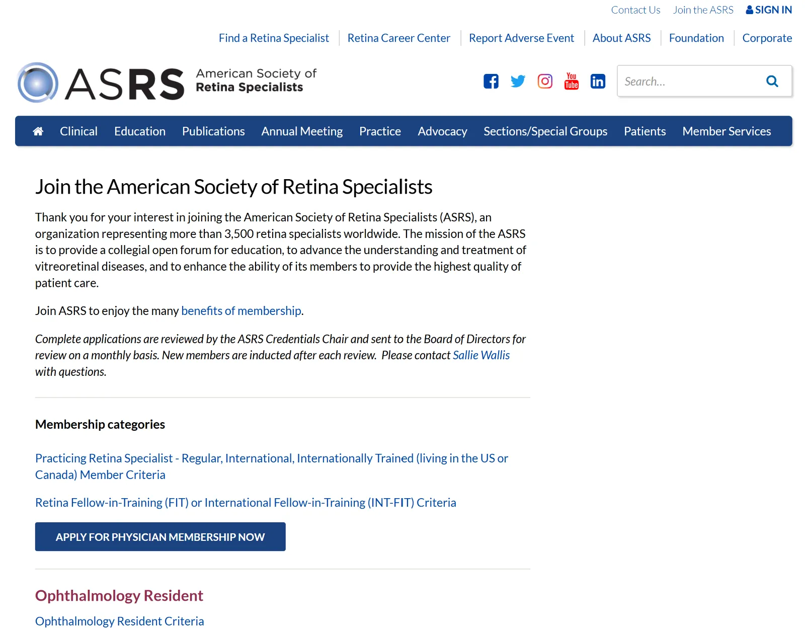 Member sign-up page