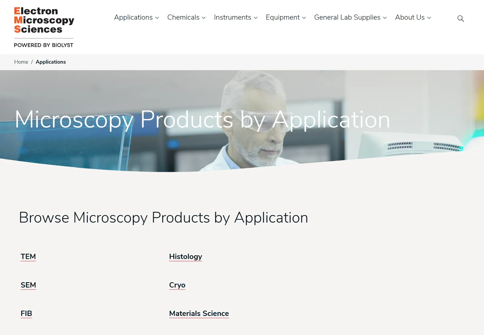 Product category page in the new site taxonomy