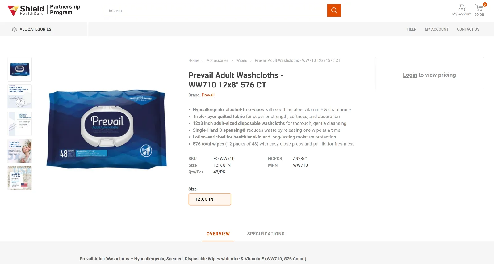 Product page with partner pricing