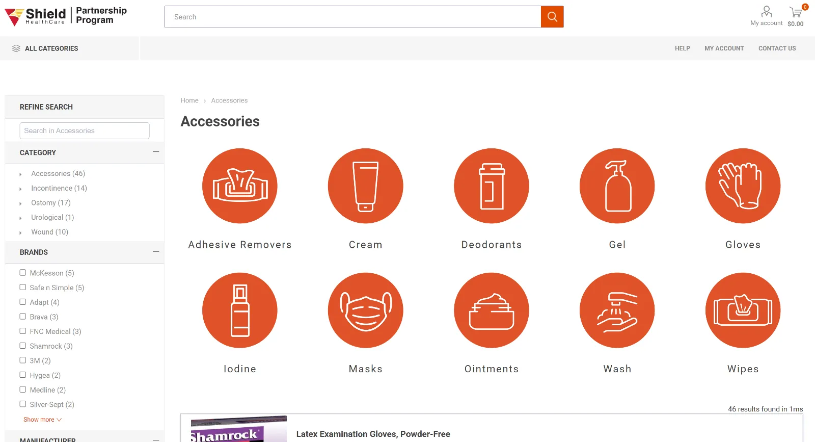 Store category page on the B2B portal